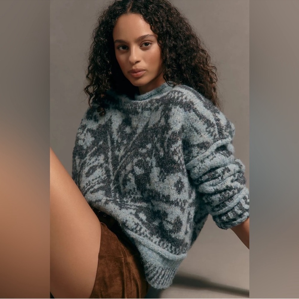 Anthropologie PILCRO Relaxed Roll-Neck Sweater - Blue